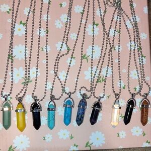 Multi-Color Crystal Pendant Necklace Set